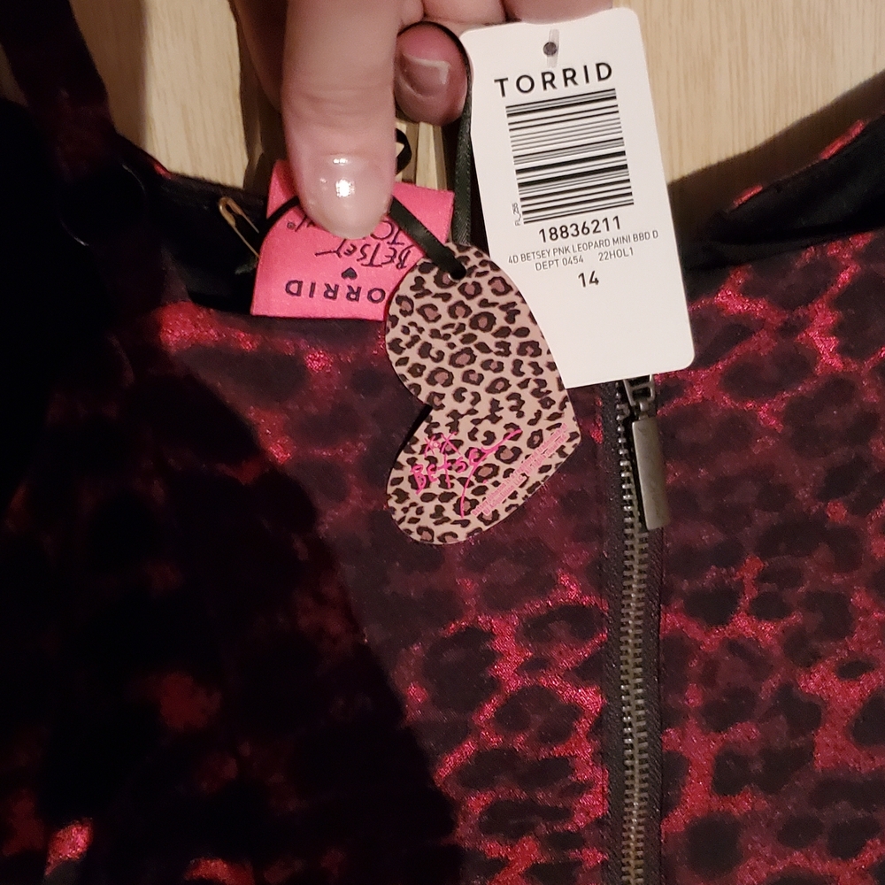 Torrid X Betsey Johnson Leopard Mini BabyDoll Dress, Size 14 NWT - Picture 8 of 9